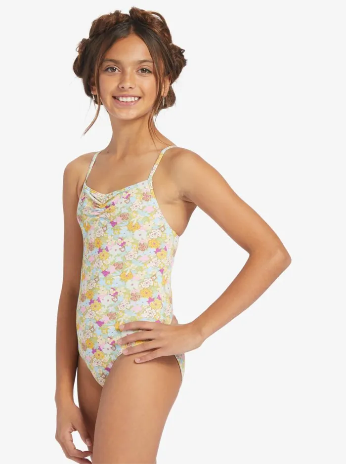 Roxy Surf Girls039 716 Nostalgic Seaside LongSleeve Swimsuit Fern Memories 8211 Kids