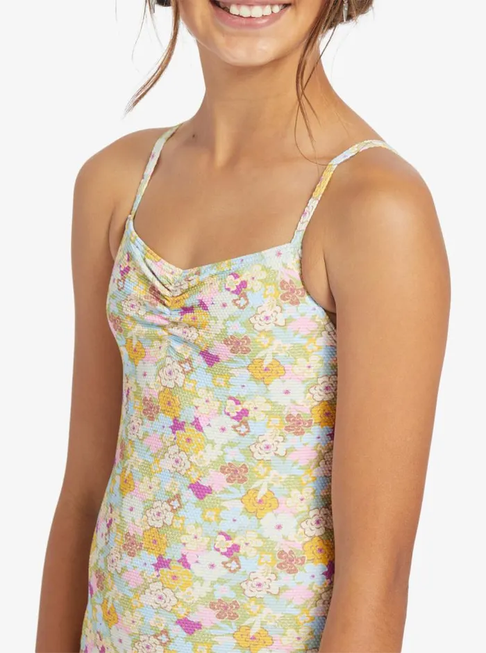 Roxy Surf Girls039 716 Nostalgic Seaside LongSleeve Swimsuit Fern Memories 8211 Kids
