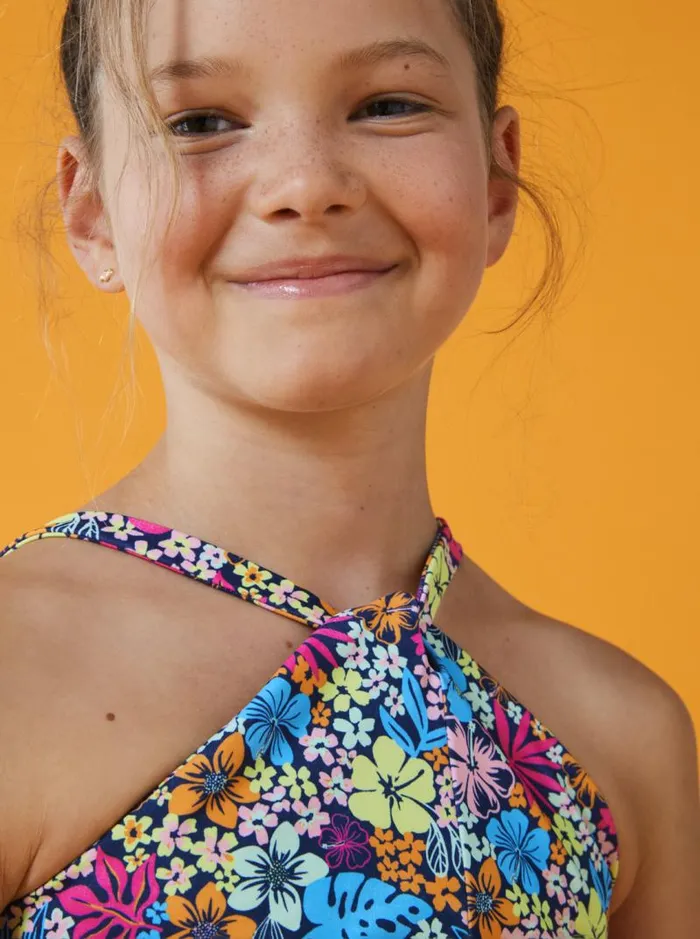Roxy Swim Girl039s 416 Daisy Mood Two Piece Crop Top Bikini Set For Girls Mood Indigo Tropical Rays 8211 Kids