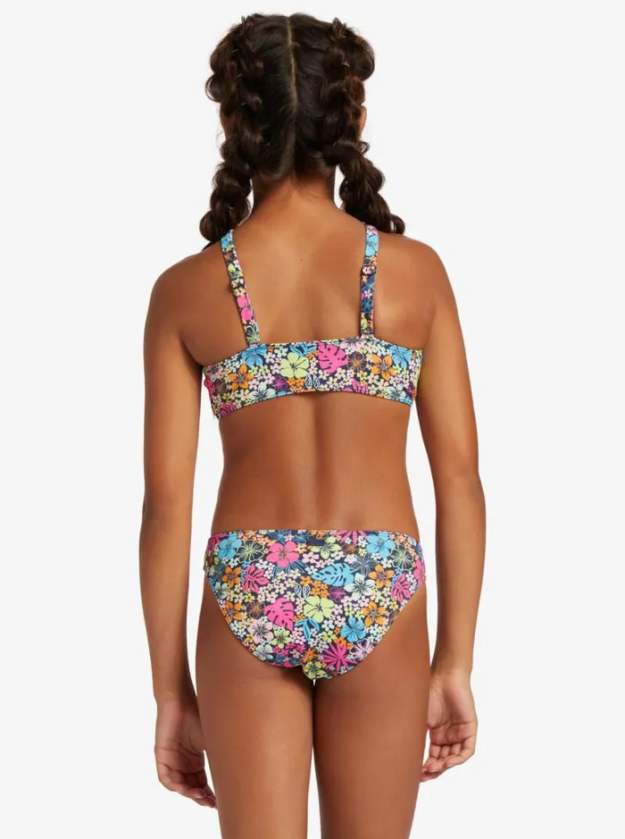Roxy Swim Girl039s 416 Daisy Mood Two Piece Crop Top Bikini Set For Girls Mood Indigo Tropical Rays 8211 Kids