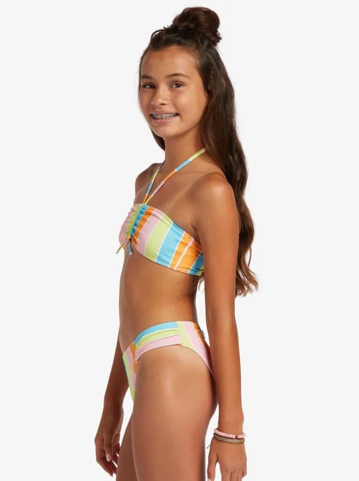 Roxy Swim Girl039s 416 Last In Paradise Two Piece Bandeau Bikini Set For Girls Bachelor Button Rainbow Rays 8211 Kids