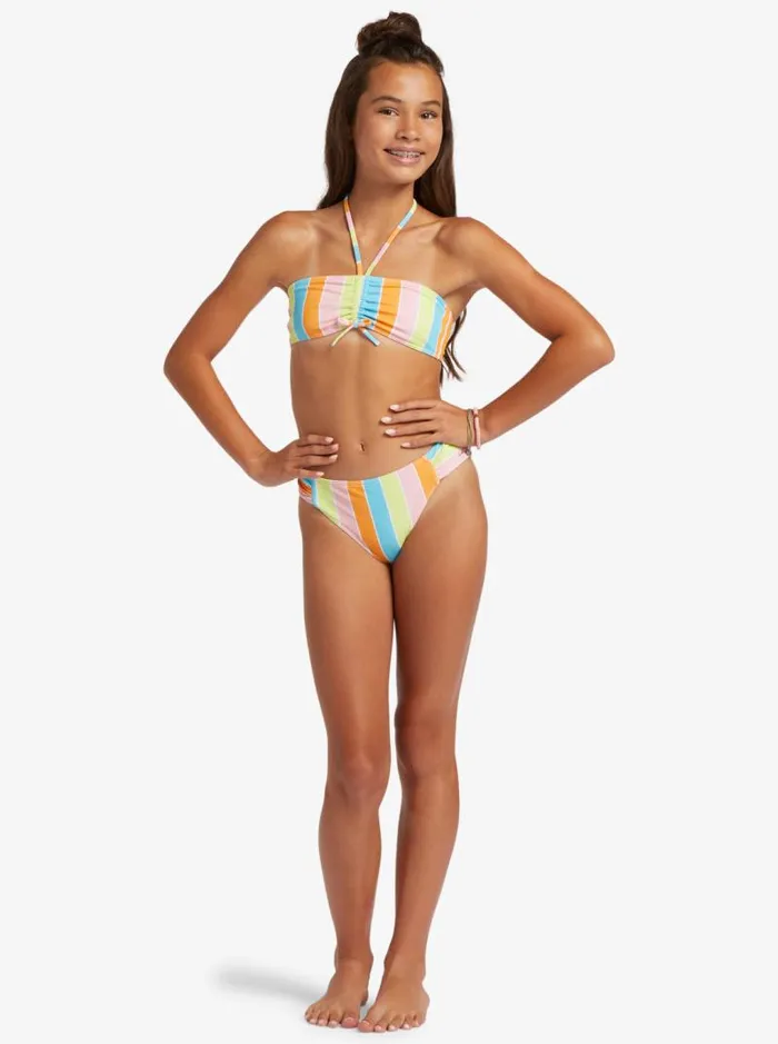 Roxy Swim Girl039s 416 Last In Paradise Two Piece Bandeau Bikini Set For Girls Bachelor Button Rainbow Rays 8211 Kids