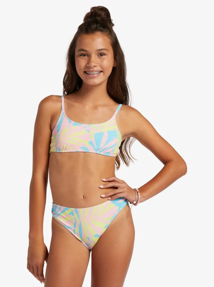 Roxy Swim Girl039s 416 Palms Colors Two Piece Bralette Bikini Set For Girls Daiquiri Green All Palmed O Rg 8211 Kids