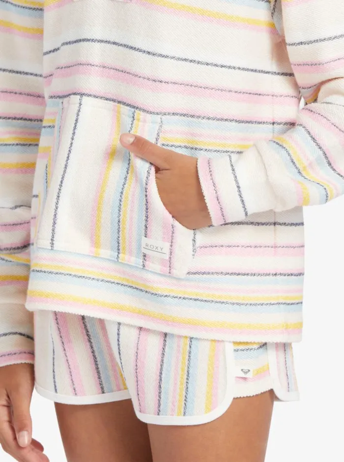 Roxy Tops Girl039s 416 Feels Like Summer Poncho Hoodie Pale Dogwood Hazy Stripe Clean 8211 Kids