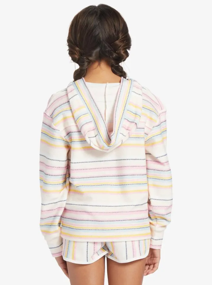 Roxy Tops Girl039s 416 Feels Like Summer Poncho Hoodie Pale Dogwood Hazy Stripe Clean 8211 Kids