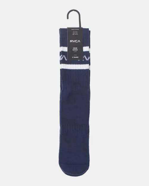 Rvca 2 Pack Striped Crew Socks Denim SportMen Other Accessories