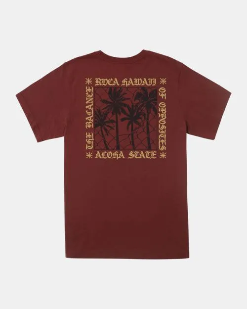 Rvca Aloha Fence TShirt Red Earth Men Short Sleeves