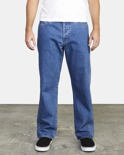 Rvca Americana Relaxed Fit Denim Jeans Blue Collar Men Denim