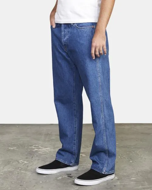 Rvca Americana Relaxed Fit Denim Jeans Blue Collar Men Denim
