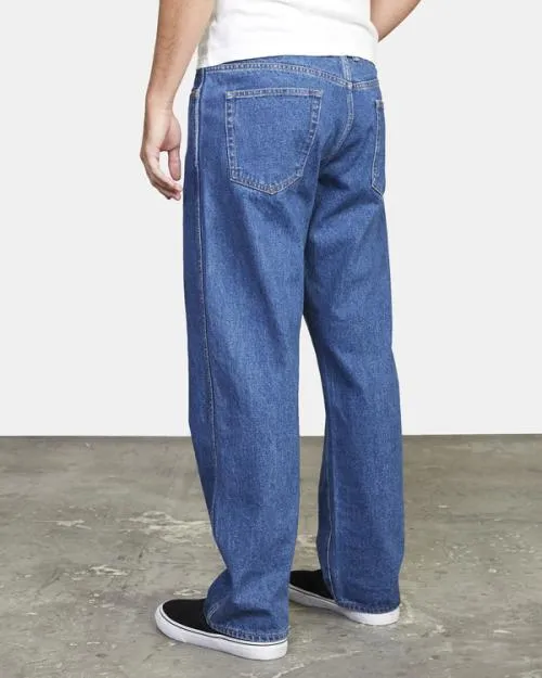 Rvca Americana Relaxed Fit Denim Jeans Blue Collar Men Denim