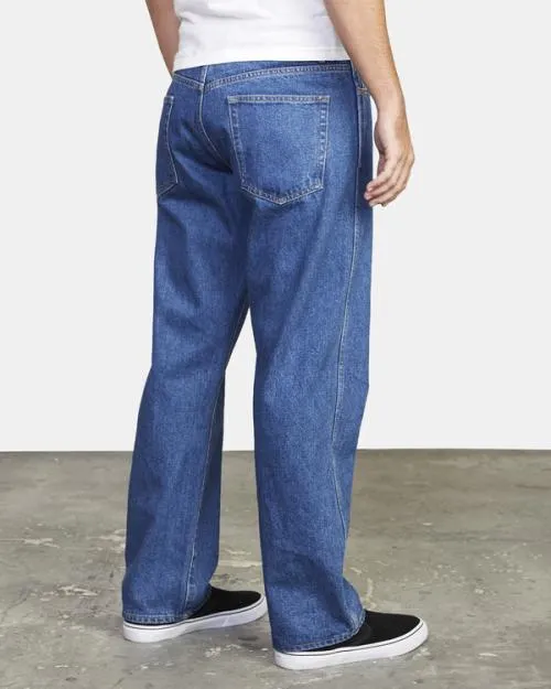 Rvca Americana Relaxed Fit Denim Jeans Blue Collar Men Denim