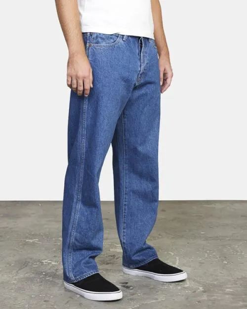 Rvca Americana Relaxed Fit Denim Jeans Blue Collar Men Denim