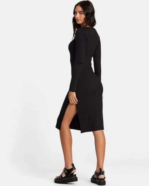 Rvca Avenue Rib Knit Dress Rvca Black Women Dresses and Rompers