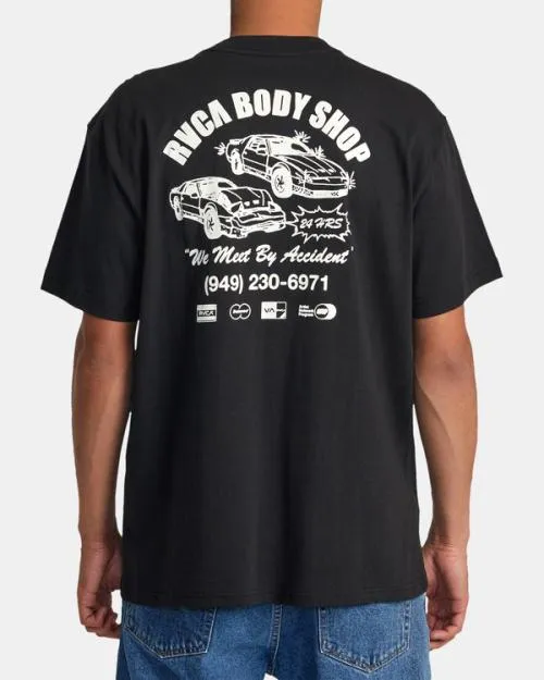 Rvca Body Shop Tee Black Men Short Sleeves