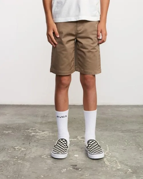 Rvca Boys Weekday Stretch Short Dark Khaki Boys Shorts
