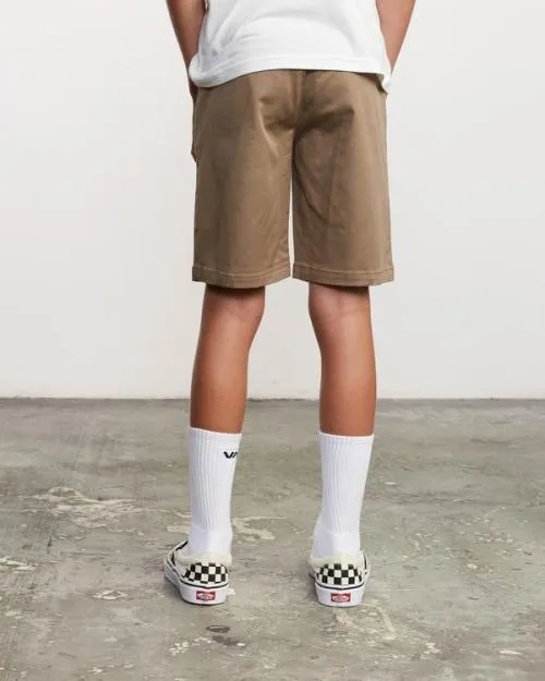 Rvca Boys Weekday Stretch Short Dark Khaki Boys Shorts