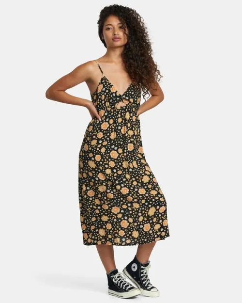 Rvca Breakthrough Midi Dress Rvca Black Women Dresses and Rompers