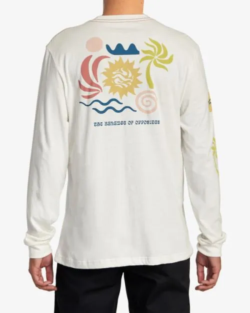 Rvca Breeze Long Sleeve Tee Antique White Men Tees and Tanks