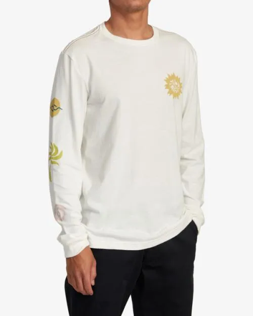 Rvca Breeze Long Sleeve Tee Antique White Men Tees and Tanks
