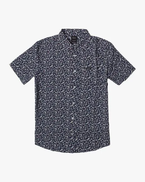 Rvca Bushwalk Short Sleeve Shirt Moody Blue Men Shirts and Flannels