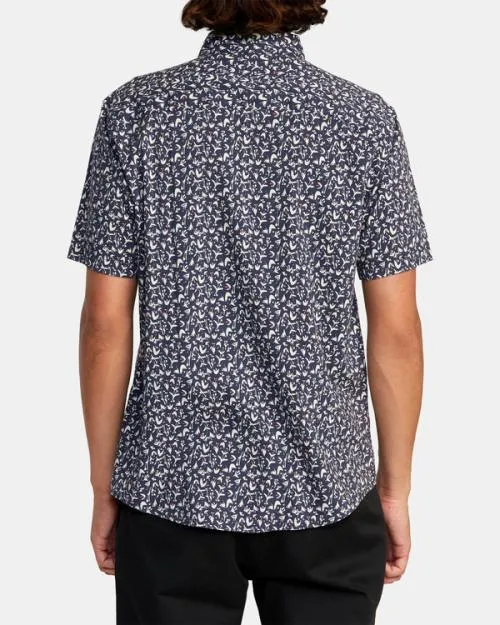 Rvca Bushwalk Short Sleeve Shirt Moody Blue Men Shirts and Flannels