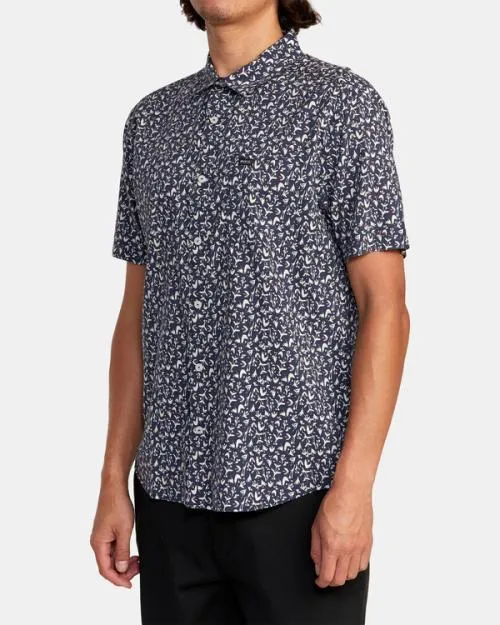 Rvca Bushwalk Short Sleeve Shirt Moody Blue Men Shirts and Flannels