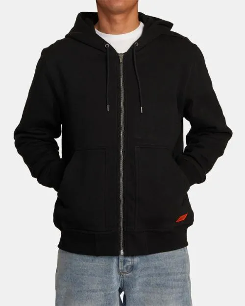 Rvca Chainmail ZipUp Hooded Sweatshirt Black Men Hoodies and Sweatshirts