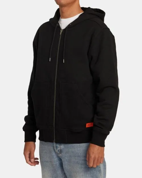 Rvca Chainmail ZipUp Hooded Sweatshirt Black Men Hoodies and Sweatshirts