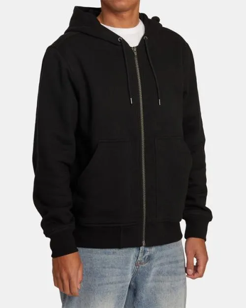 Rvca Chainmail ZipUp Hooded Sweatshirt Black Men Hoodies and Sweatshirts