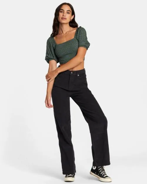 Rvca Coco Corduroy Wide Leg Pants Rvca Black Women Pants