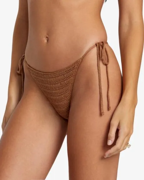Rvca Cotton Crochet Side Tie Cheeky Bikini Bottoms Sienna Women Bikini Bottoms
