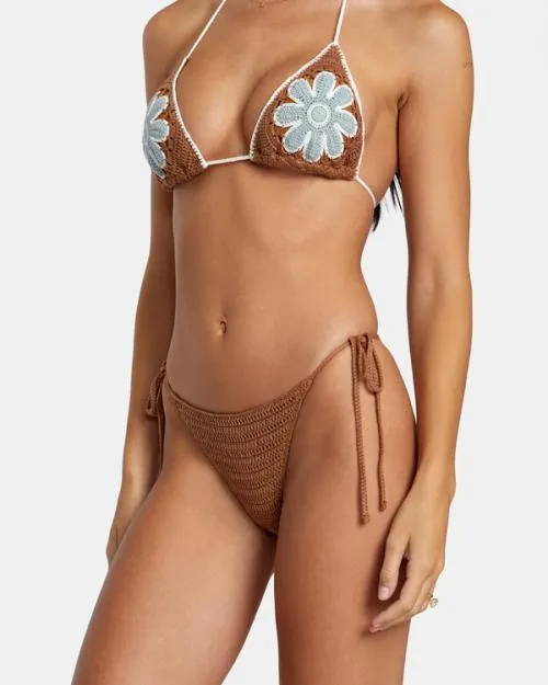 Rvca Cotton Crochet Side Tie Cheeky Bikini Bottoms Sienna Women Bikini Bottoms
