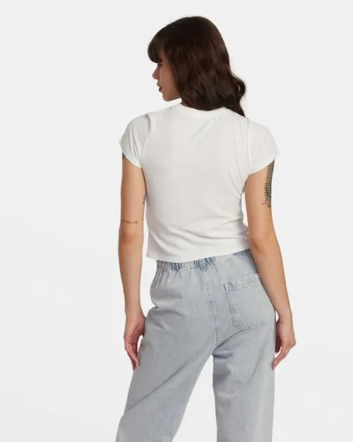 Rvca Cuttings TShirt Vintage White Women Tees and Tanks