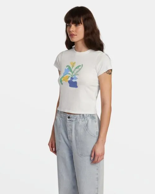 Rvca Cuttings TShirt Vintage White Women Tees and Tanks