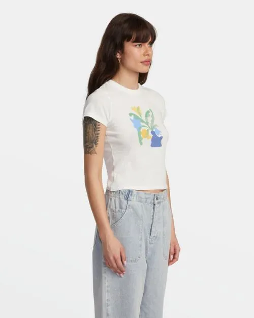 Rvca Cuttings TShirt Vintage White Women Tees and Tanks
