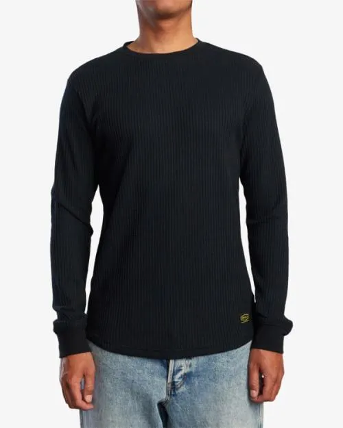 Rvca Day Shift Long Sleeve Thermal Shirt Black Men Tees and Tanks