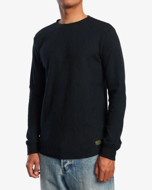 Rvca Day Shift Long Sleeve Thermal Shirt Black Men Tees and Tanks
