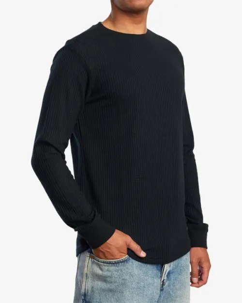 Rvca Day Shift Long Sleeve Thermal Shirt Black Men Tees and Tanks