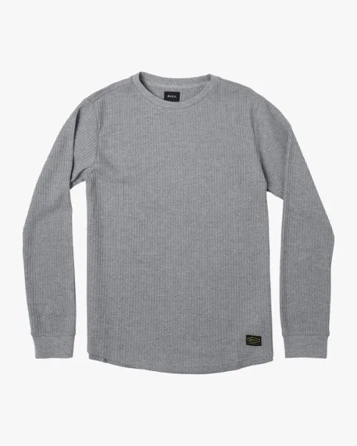 Rvca Day Shift Long Sleeve Thermal Shirt Grey Noise Men Tees and Tanks
