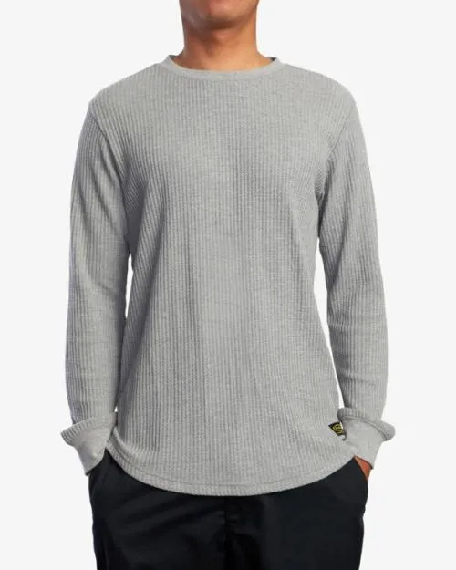 Rvca Day Shift Long Sleeve Thermal Shirt Grey Noise Men Tees and Tanks