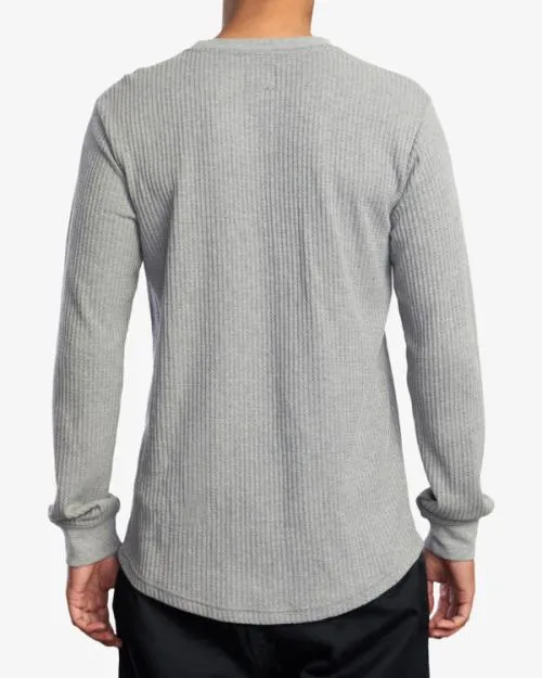 Rvca Day Shift Long Sleeve Thermal Shirt Grey Noise Men Tees and Tanks