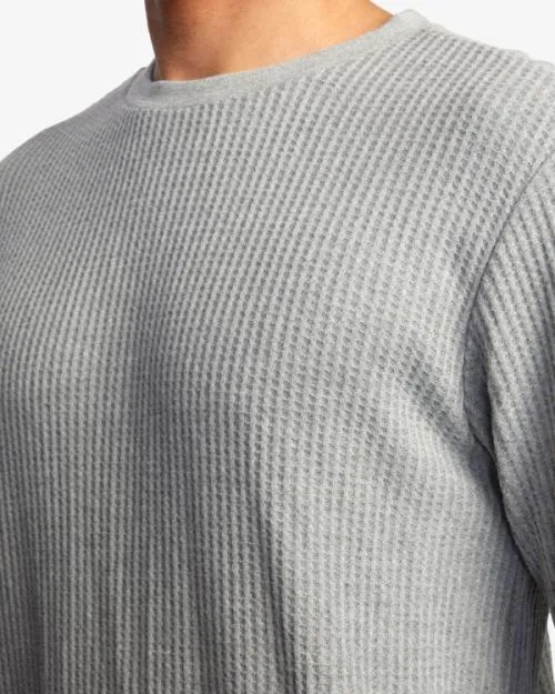 Rvca Day Shift Long Sleeve Thermal Shirt Grey Noise Men Tees and Tanks