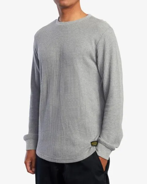 Rvca Day Shift Long Sleeve Thermal Shirt Grey Noise Men Tees and Tanks