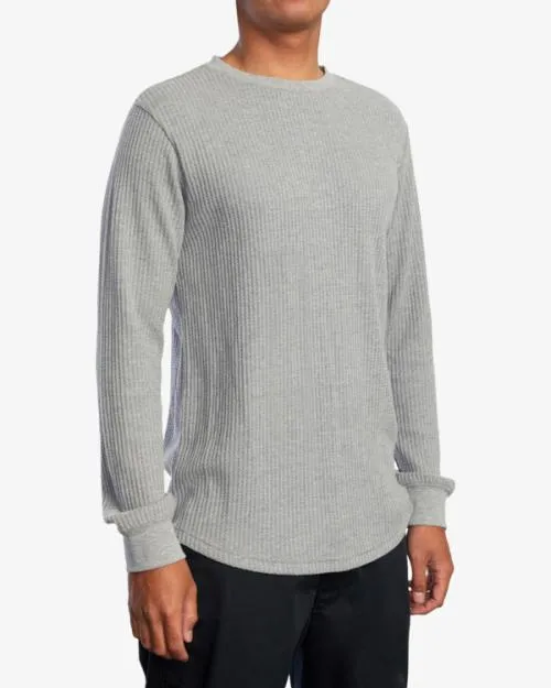 Rvca Day Shift Long Sleeve Thermal Shirt Grey Noise Men Tees and Tanks