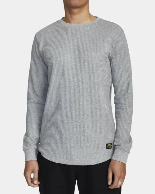 Rvca Day Shift Long Sleeve Thermal Shirt Grey Noise Men Tees and Tanks