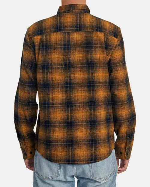 Rvca Dayshift Flannel Long Sleeve Shirt Navy Men Shirts and Flannels
