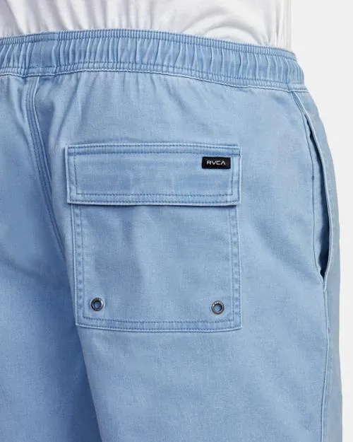 Rvca Escape Elastic Waist Walkshorts 17 Deja Blue Men Shorts and Hybrids