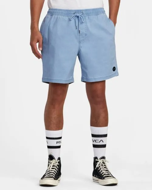Rvca Escape Elastic Waist Walkshorts 17 Deja Blue Men Shorts and Hybrids