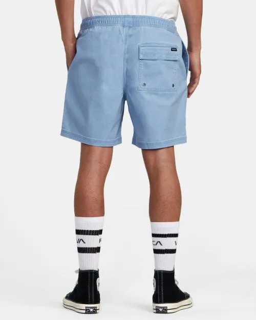 Rvca Escape Elastic Waist Walkshorts 17 Deja Blue Men Shorts and Hybrids