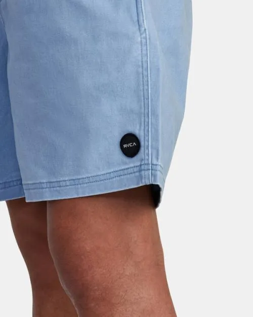 Rvca Escape Elastic Waist Walkshorts 17 Deja Blue Men Shorts and Hybrids